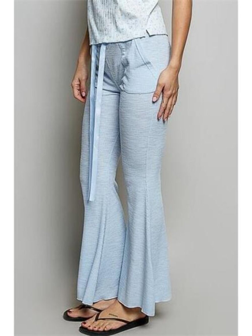 POL Drawstring Textured Ribbed Knit Pants - Picture 2 of 7